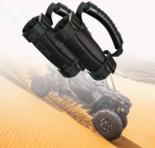 2PC Black UTV Grab Handles, Handles Heavy Duty Nylon UTV Hand Grips Fit for Polaris RZR, Can-Am X3, Kawasaki Mule Teryx, Talon